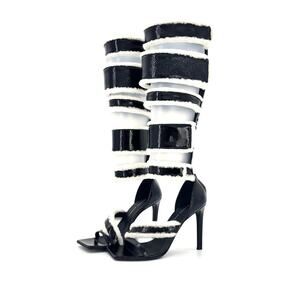 NIB Giuseppe Zanotti Vanilla Winter Shearling Knee High Gladiator Sandals 37